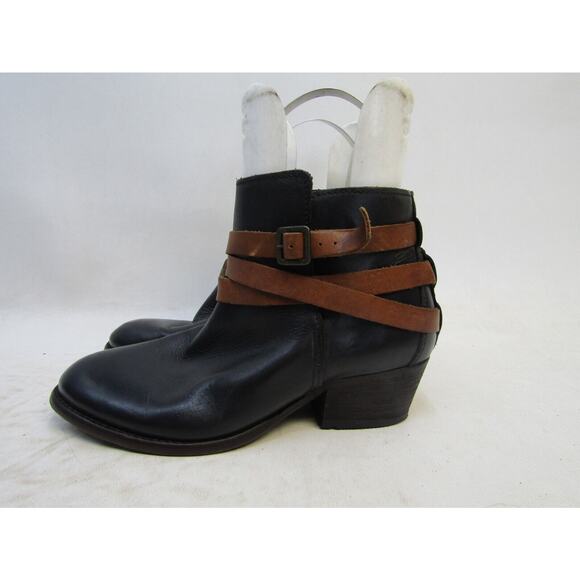 H by Hudson Shoes - H by Hudson Womens Size 37 EUR Black Leather Buckle Ankle Fashion Boots Bootie